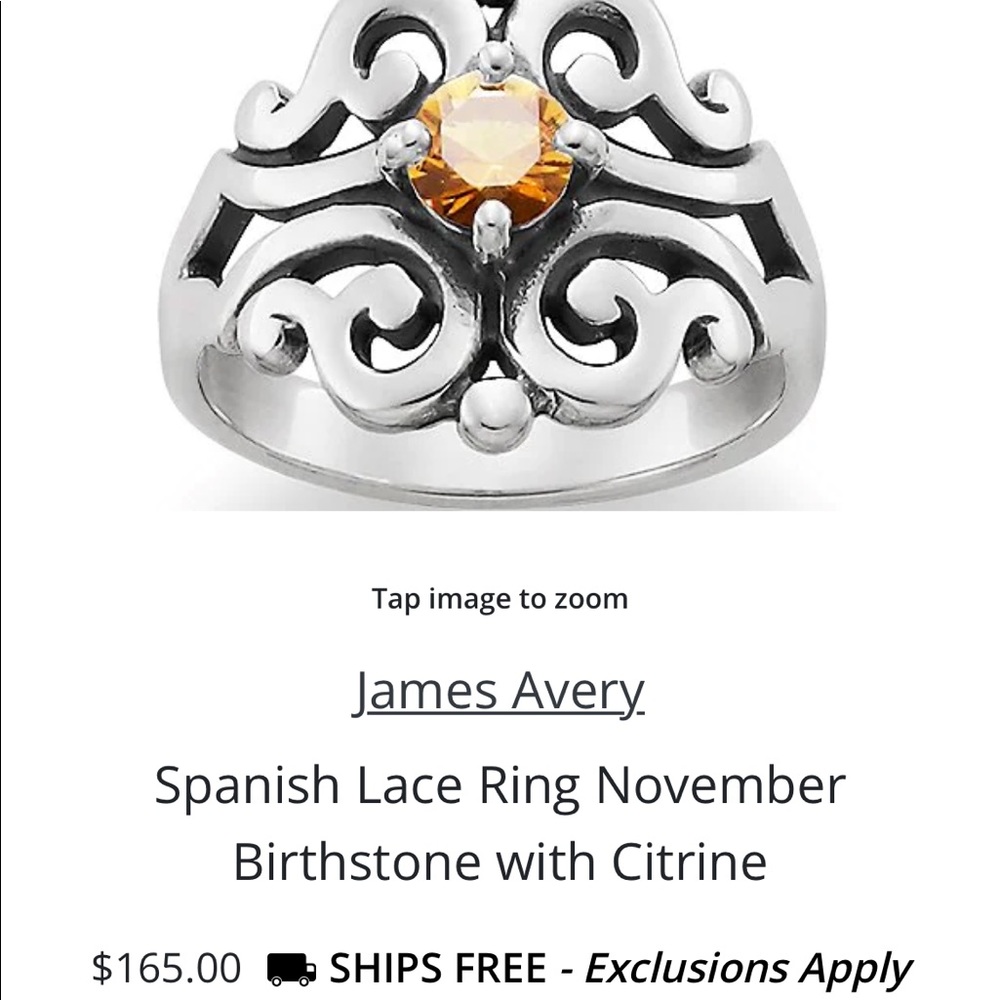 James Avery Sterling Silver and Citrine ring